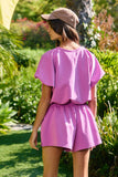 Scuba Bubble Hem And Sleeve Solid Crop Top