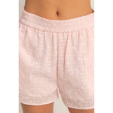 Eyelet Elastic Shorts With Pockets