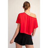 VISCOSE MODAL CROPPED OFF SHOULDER TOP