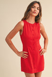 IR2451 LINEN SLEEVELESS MINI DRESS WITH BUILT IN SHORTS