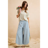 WIDE LEG CROCHET LACE WITH TULIP HEM JEANS