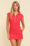 CAP SLEEVE ZIPPERED MINI DRESS
