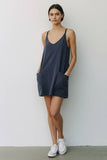ID4288 Washed Sporty Mini Dress W Built in Romper Lining