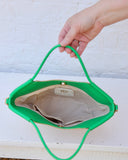 Leland Mini Tote Natural Kelly Green