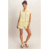 Eyelet Elastic Shorts With Pockets