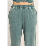 Rolled Sleeve Wrap-Front Crop Top And Jogger Set