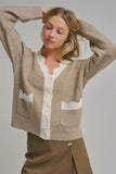 SOFT TOUCH BUTTON DOWN SWEATER CARDIGAN WITH SCALLOPED EDGE