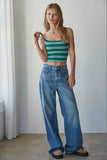 S1304N | Knit Striped Seamless Cami Strap Reversible Top