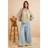 WIDE LEG CROCHET LACE WITH TULIP HEM JEANS