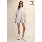 PLUS SIZE MINERAL WASHED COTTON OVERSIZED SLIT TEE