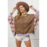 LEOPARD AND STRIPE MIXED TOP