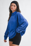 9164HK Oversized Mock Neck Washed Sweatshirt