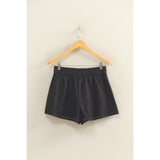 Eyelet Elastic Shorts With Pockets