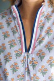 36716 Multi Stripe Contrast Detail Floral Printed Top