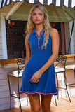 ID4380 Collared Contrast Stripe Knitted Mini Dress