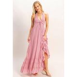 Halter Neck Smocked Maxi Dress