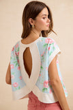 Floral Printed Terry Open Back Sleeveless Top