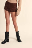 SUEDE SOLID COLOR SLIM FIT-IN STRETCH MICRO SHORTS