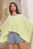 Solid Knit Semi-Crop Batwing Top