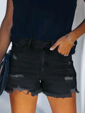 High Rise Distressed Stretch Denim Shorts for Summer