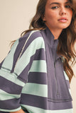 IST5983-A  STRIPED HALF ZIP TOP AND SHORTS SET