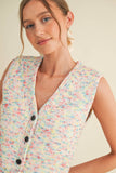 CSW13546 - MULTI COLOR BUTTON UP SWEATER VEST