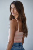 S1304N | Knit Striped Seamless Cami Strap Reversible Top