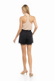 Lace Trim Tie Waist Shorts