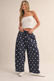 IP1506 POLKA DOT PRINTED BARREL CASUAL SWEATPANTS