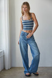 S1304N | Knit Striped Seamless Cami Strap Reversible Top