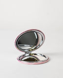 Hannah Bow Pocket Mirror   Pink/White   2.75"