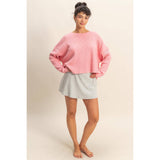 Ribbed Elastic Waist Mini Skort