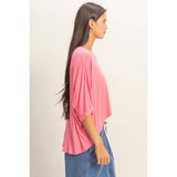 Relaxed High-Low Batwing Sleeve Top