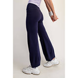 COTTON LYCRA BUBBLED FLARE PANTS