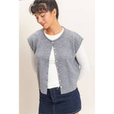 Rolled Edge Button Front Sweater Vest