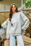 IT2594E-WWJD2 Stripe Embroidered "WWJD" Mock Neck Sweatshirt