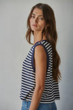 L9705 | Knit Cotton Spandex Striped Ribbed Sleeveless Top