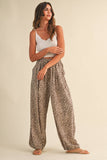 IP1494-A LEOPARD GAUZE RELAXED FIT BALLOON PANTS