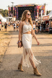 Large scalloped overlapping panels top and skirt set