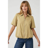 Bubble Hem Zip Front Blouse