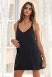 ID4288 Washed Sporty Mini Dress W Built in Romper Lining