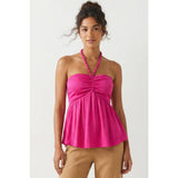 Silky Beaded Halter Top
