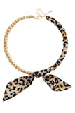 Maia Ball Bead Scarf Necklace in Leopard