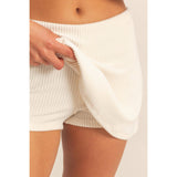 Ribbed Elastic Waist Mini Skort