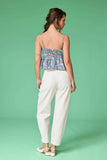 PT50197-2 - Audrey Printed Denim Bow Top