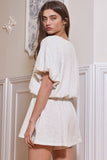 Bubble Hem & Sleeve Terry Crop Top