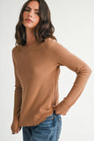 8414IN Thermal Knit Lettuce Edge Long Sleeve Top