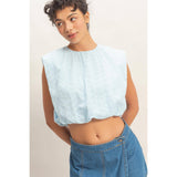 Bubble Hem Cotton Eyelet Sleeveless Top