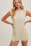 SLEEVELESS SIDE SLIT & SHORT KNIT SWEATER SET