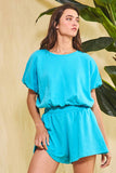 Bubble Hem & Sleeve Terry Crop Top
